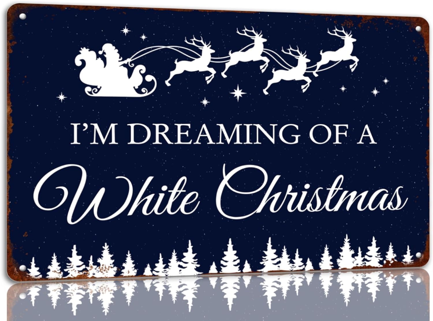 Kwqdozf As Pic I'm Dreaming Of A White Christmas Tin Sign Vintage Metal Signs Funny Santa