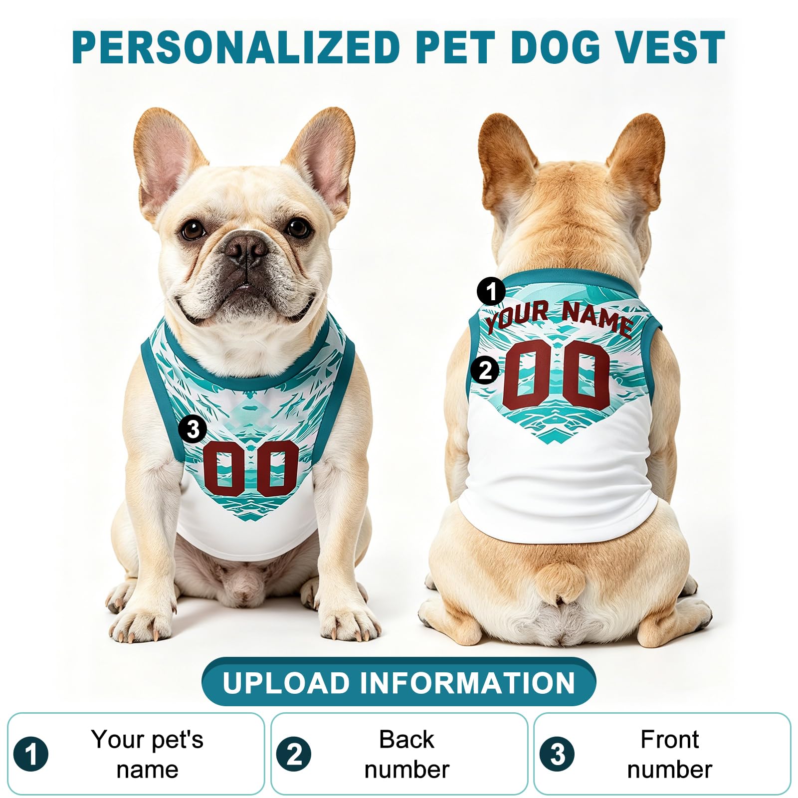 Tshirt Personnalisé pour Chien avec Nom & Numéro Coupe du Monde 2026 Maillot pour Chiens de Petite et Moyenne Taille, F