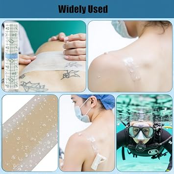 Second Skin Plaster,60 Pcs 15cm Tattoo Plasters,Waterproof Dressing Tattoos Cover Bandages Tape(60PCS(15 * 15cm x20 12 * 10cm x40)