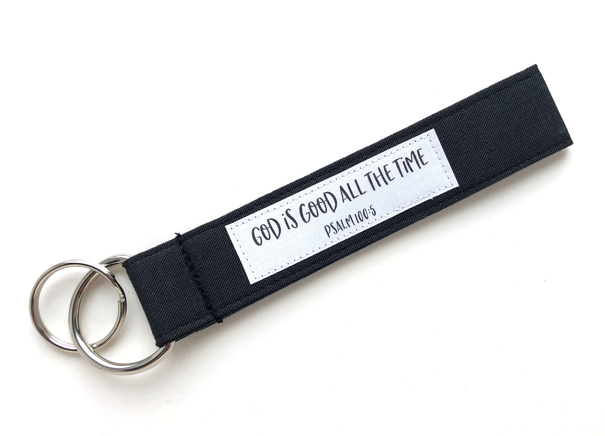 Trendy EarthKeychain Lanyard - God is Good All the Time - Black Key Chain Wristlet