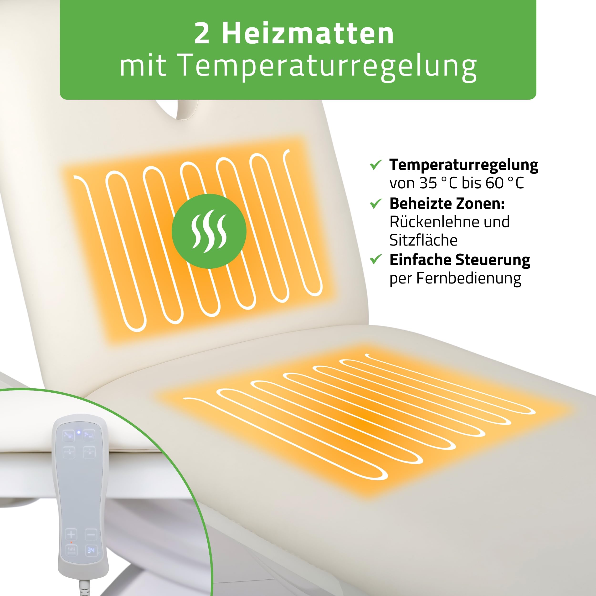HABYS Camilla PRO 2 mit Heizung | Wellness & Spa elektrische Kosmetikliege Massageliege, Behandlungsliege | Höhenverstellbar Elektrisch | 199 x 74 cm