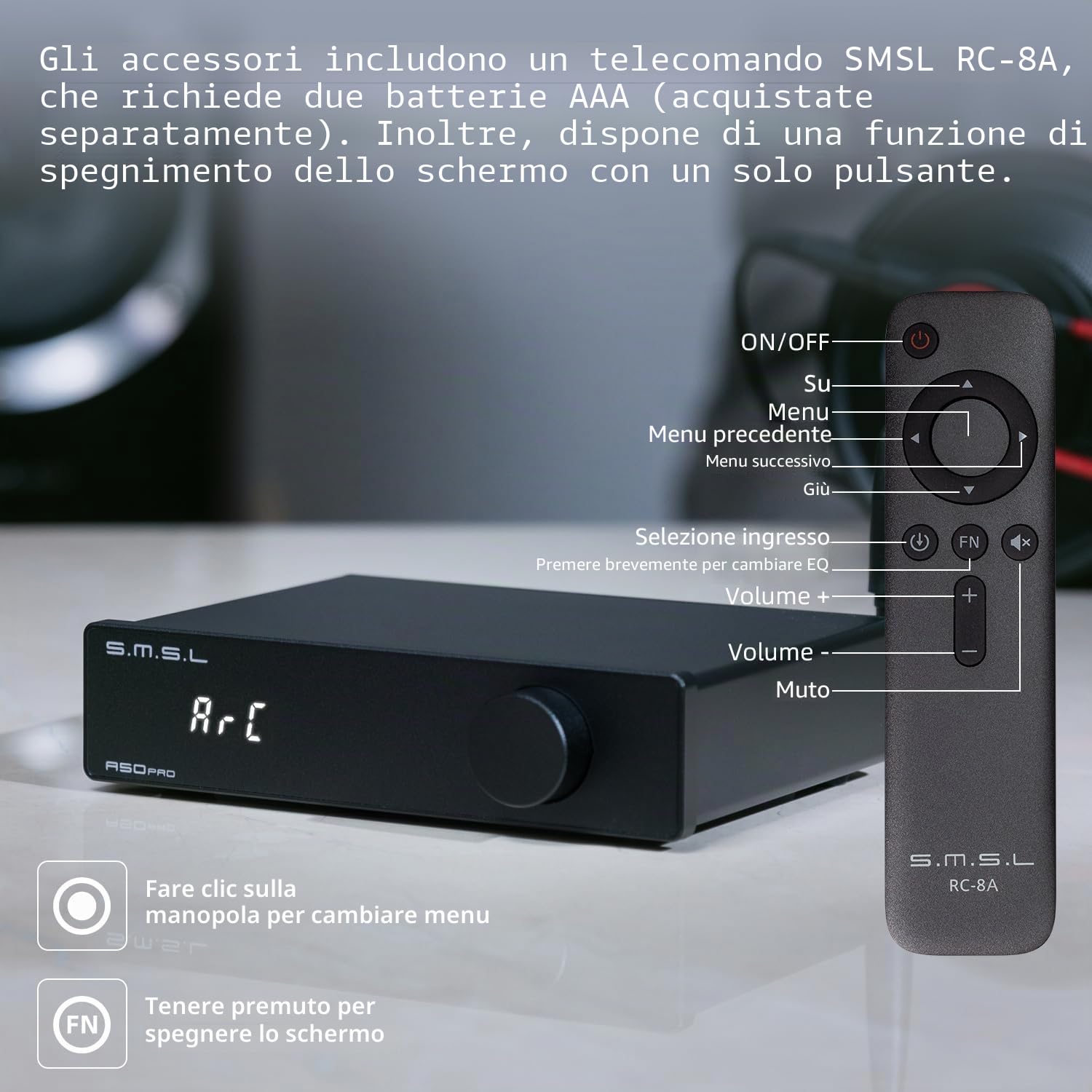 S.M.S.L Amplificatore A50Pro, LPF&HPF, amplificatore audio a 2.1 canali, potenza di uscita bassi 100 W, amplificatore audio stereo HiFi Bluetooth 5.0, supporta HDMI (ARC), subwoofer passivo, chip