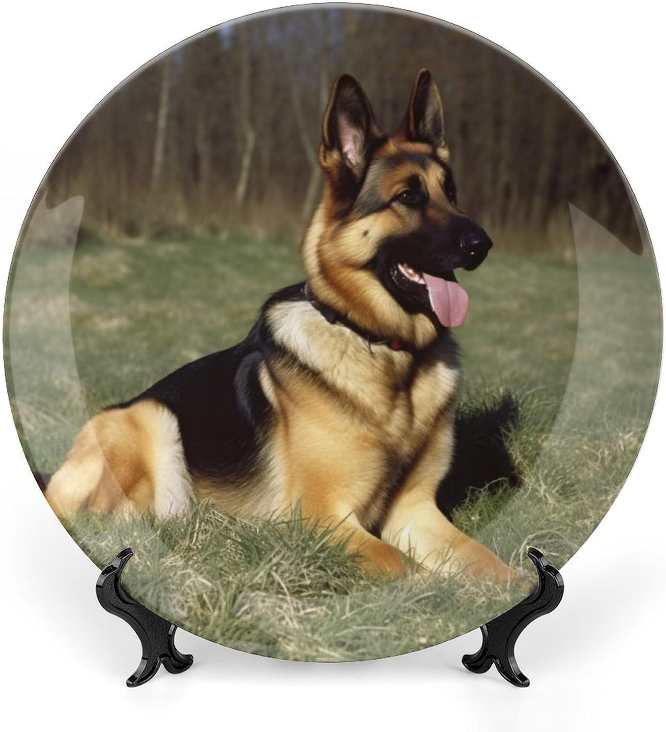 German Shepherd Dog Ceramic Decorative Plate for Home, Bone China Plates