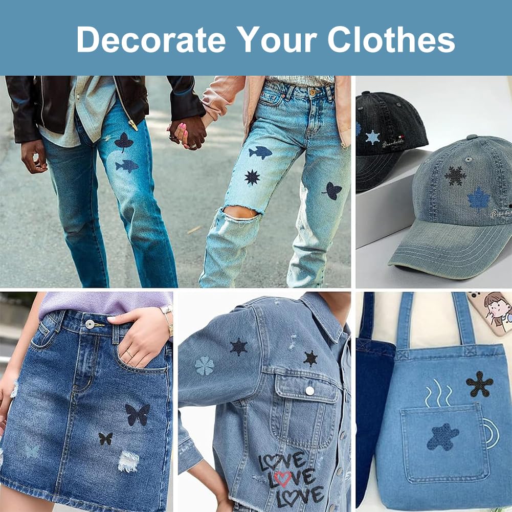 15 Patchs Jean Thermocollants - Tissu Denim Autocollant 12.5x9.5 Cm - Pour Réparation Et Décoration Vêtements