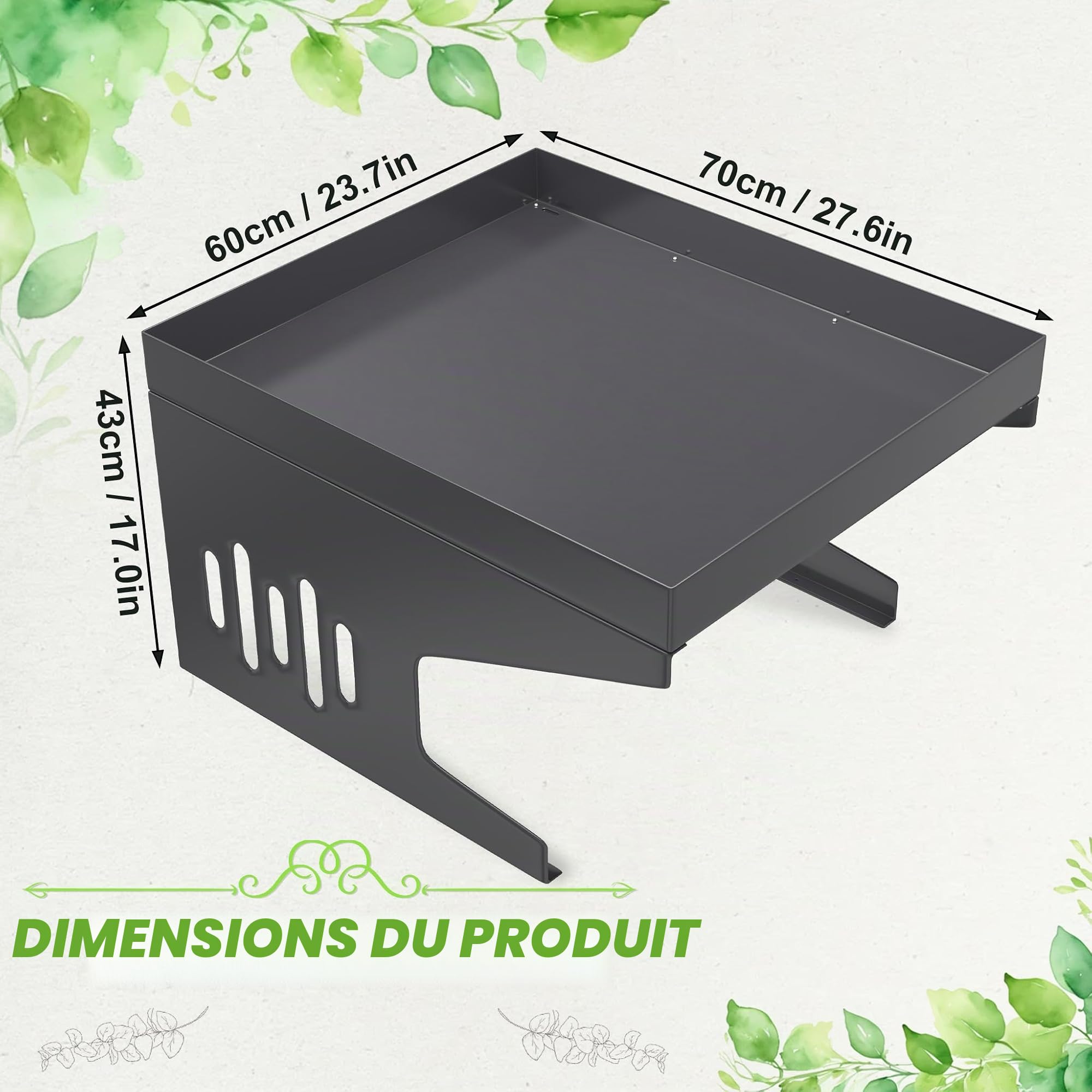FIVMEN Abri de protection pour robot tondeuse à gazon, garage, toit, en métal, 70 x 60 x 43 cm
