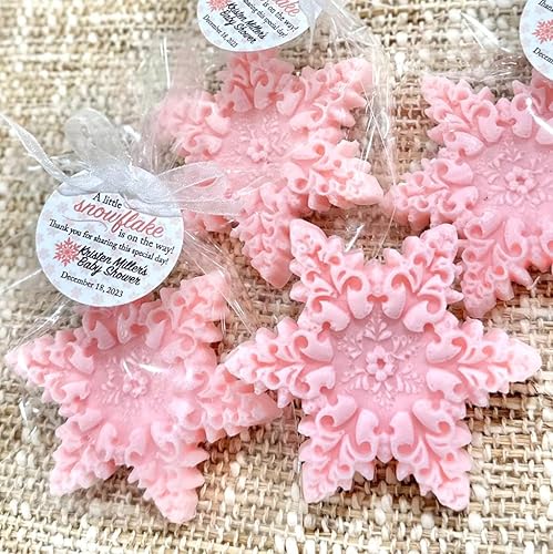 Miniatura 5 de Snowflake Soap Favors - Winter Baby Shower Decorations, Christmas Party Gift For Guests in Bulk, A Little Snowflake Is On The Way Gender Reveal,