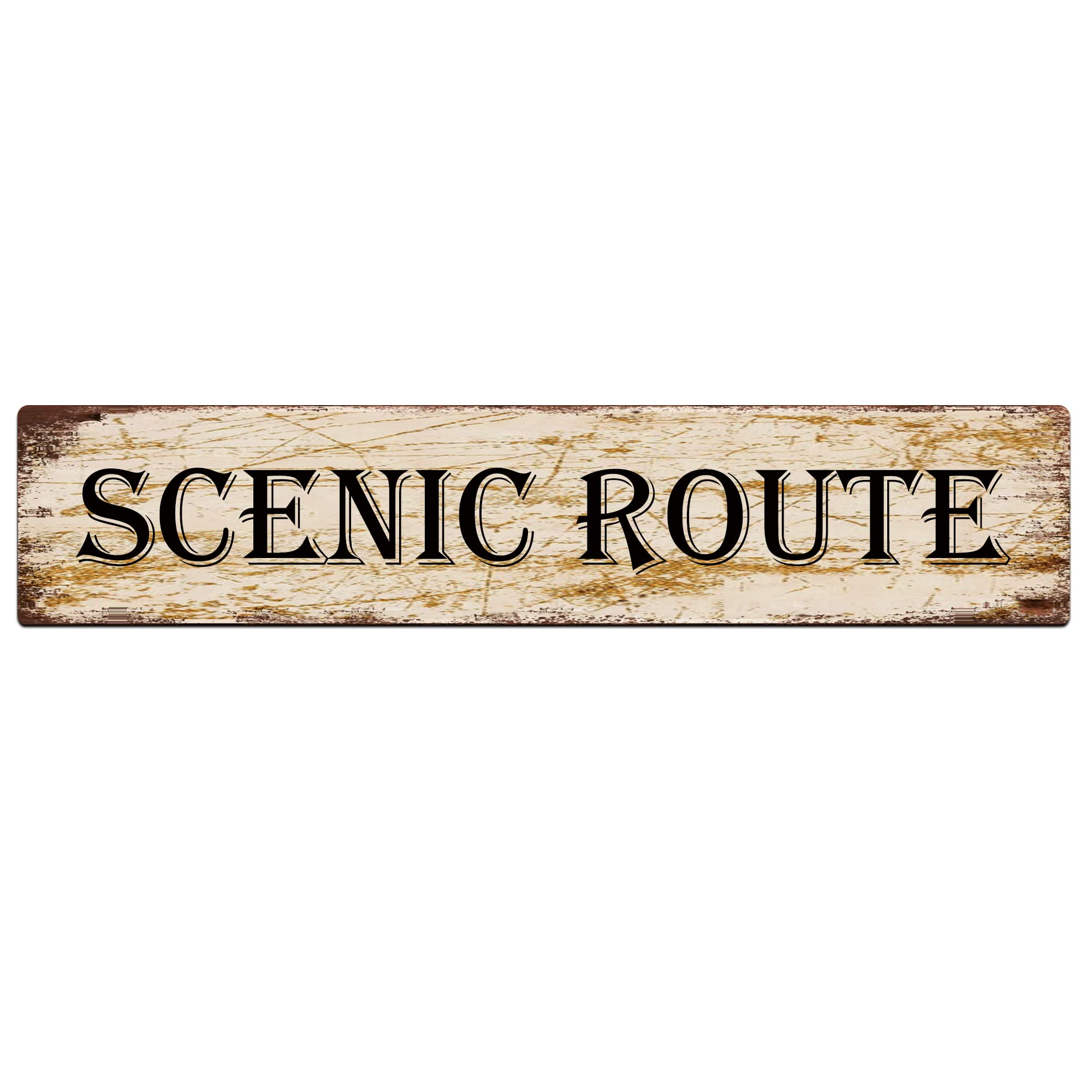 Scenic Route Retro Tin Signs Aluminum Metal Sign for Kitchen Home Garden Wall Bar Cafe Decor 4x16 Inch
