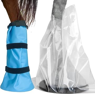yeezo Hoof Soaking Boot Hoof Soaker Bag 1 Pack Blue and 8 Pack Disposable Soak Boot