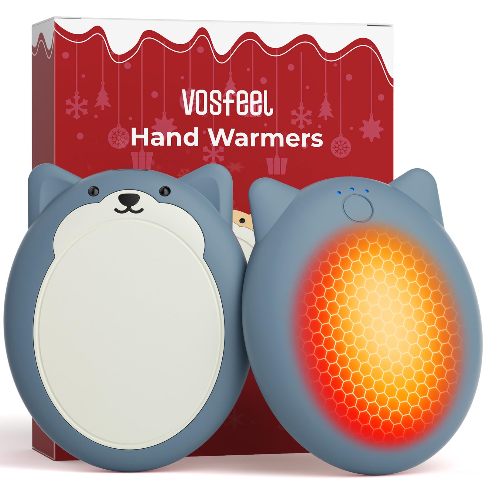 VOSFEEL Scaldamani Ricaricabile, Scaldamani Elettrico 2 Pack, Design Carino | Magnetico 2 in 1, Riscaldamento a 3 Livelli, Portatile e Riutilizzabile, Adatto per Esterno, Scuola, Pendolarismo