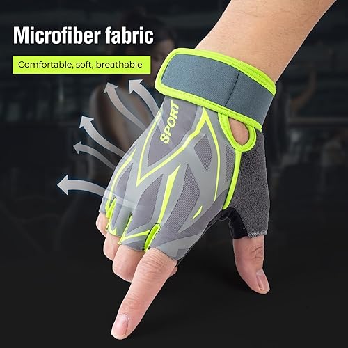 Miniatura 26 de YEHIEL Guantes de gimnasio para ciclismo, deportes, entrenamiento para mujeres, guantes de levantamiento de pesas sin dedos, súper ligeros