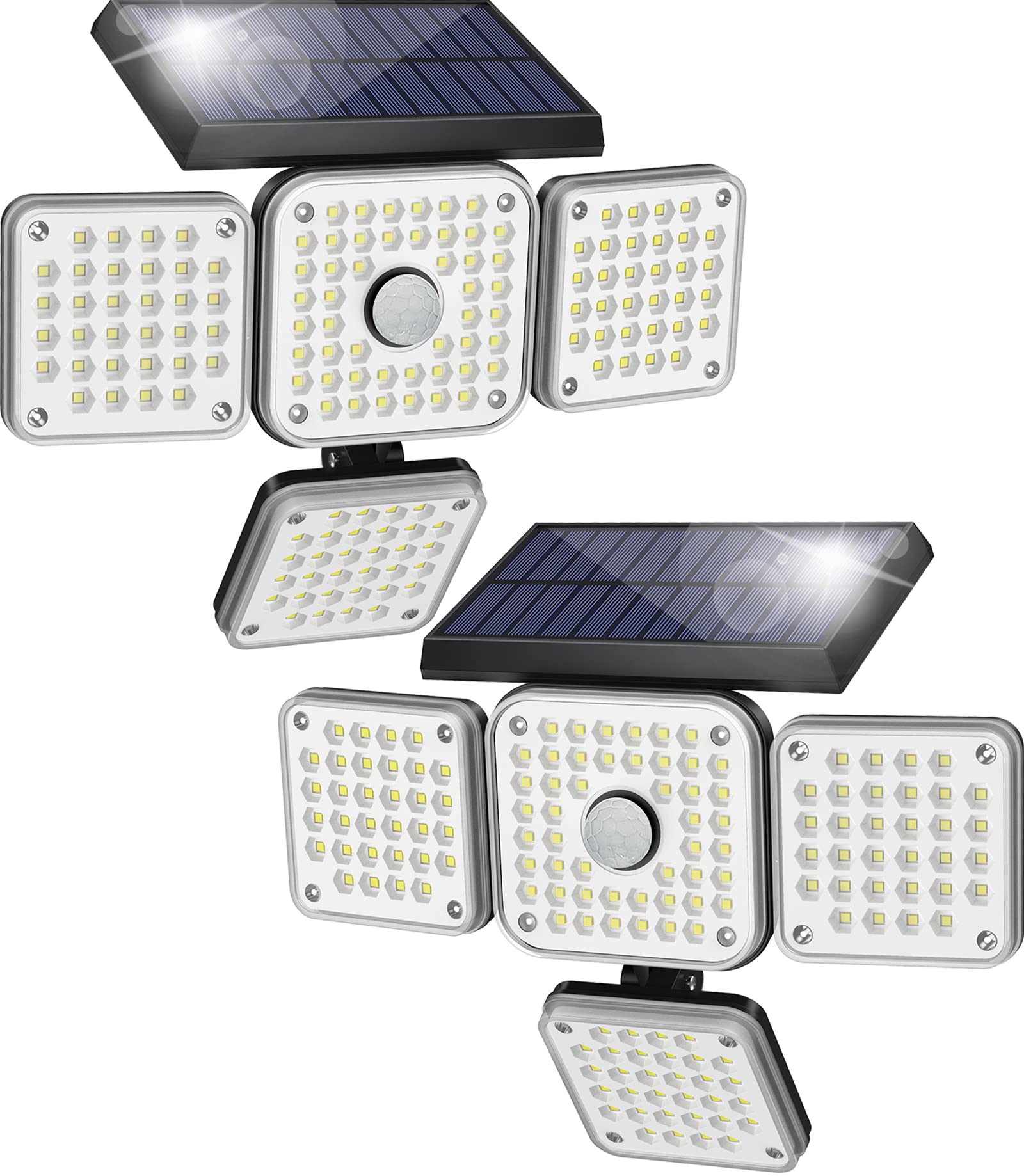 Solar Lights Outdoor Motion Sensor, 4 Heads Motion Sensor Lights with IP65 Waterproof LED Solar Floo