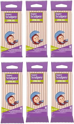 M02383x6 MOREZMORE 6 lb Super Sculpey Living Doll Light Horno Horno Arcilla Polimérica