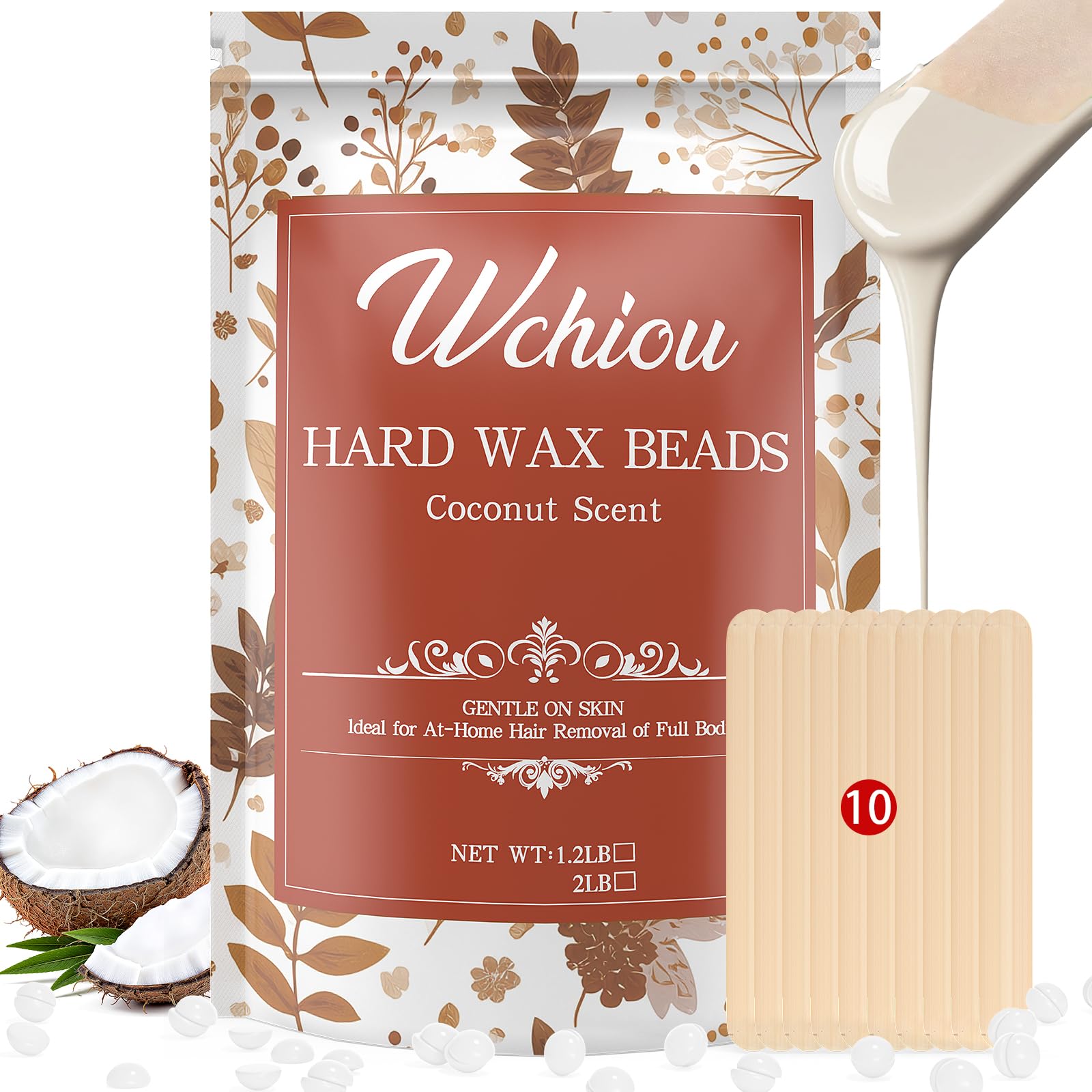 Hard Wax Beads Wax Beans for Hair Removal 2lb Sensitive Skin Coconut 32 Ounce (Pack of 1)