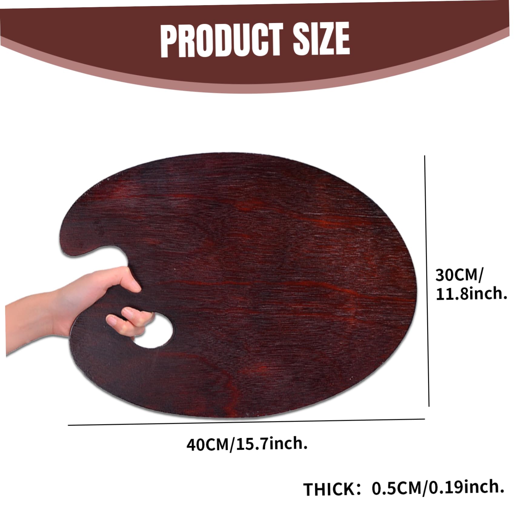 Tavolozza di vernice ad olio, tavolozza di vernice in legno ovale impermeabile da 16x12 pollici, pittura facile da usare con supporto per pollice, pallet facili da pulire per la pittura ad olio, acr