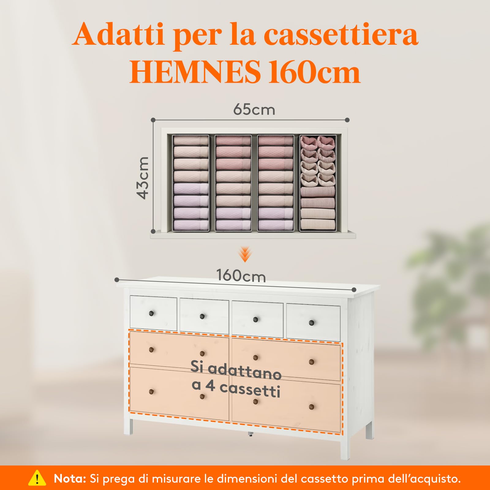 Lifewit Set di 12 Organizer Cassetti per Cassettiera HEMNES, Divisori per Cassetti Pieghevole, Scatole Portaoggetti, Cassetti Armadio per Biancheria Intima, Vestiti Bambini, Calzini, Cravatte, Grigio