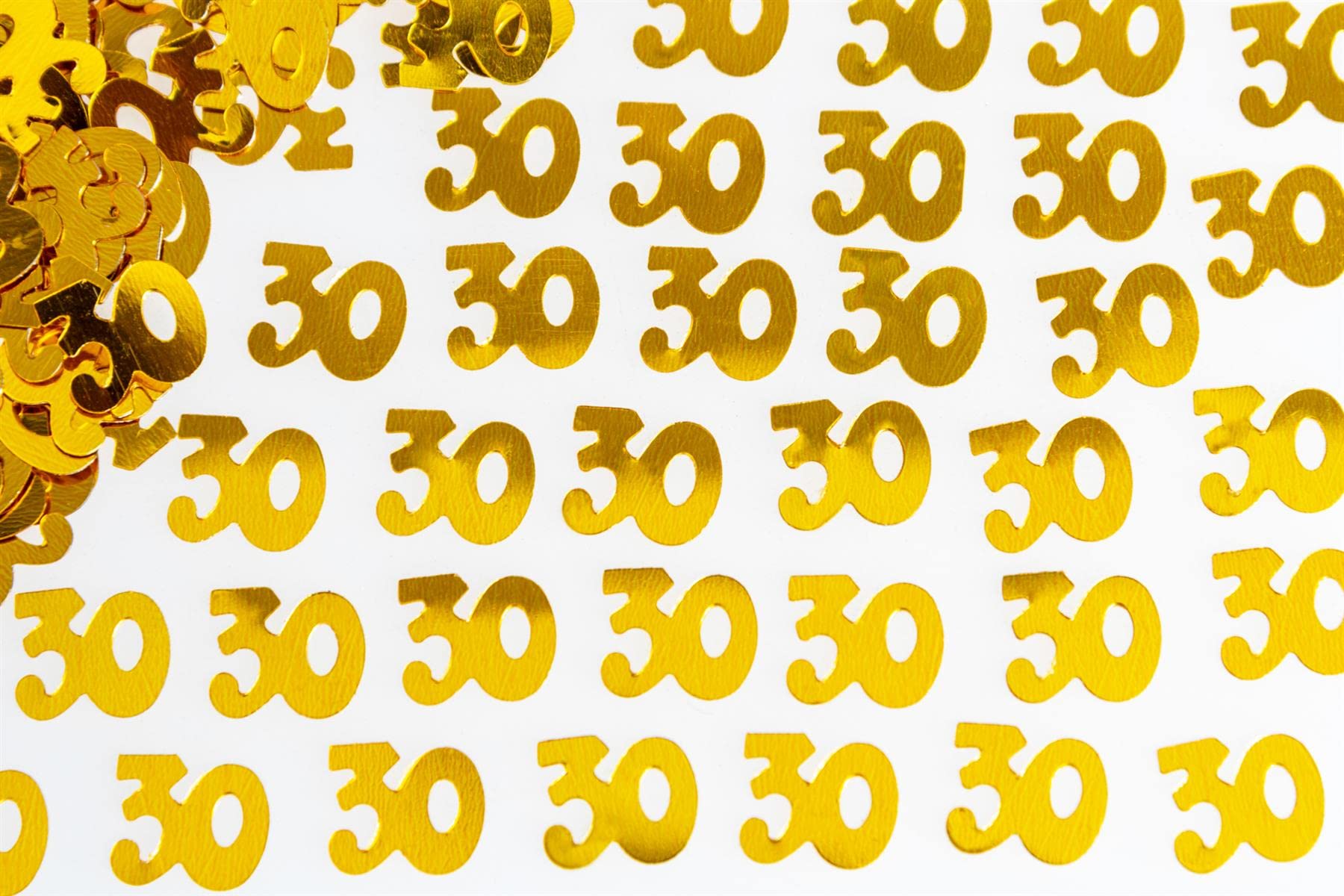 SHATCHI28g Gold 30th Birthday Confetti Foil Metallic Glitz Table Scatter Sprinkles Age Bday Party Decorations, 12mm