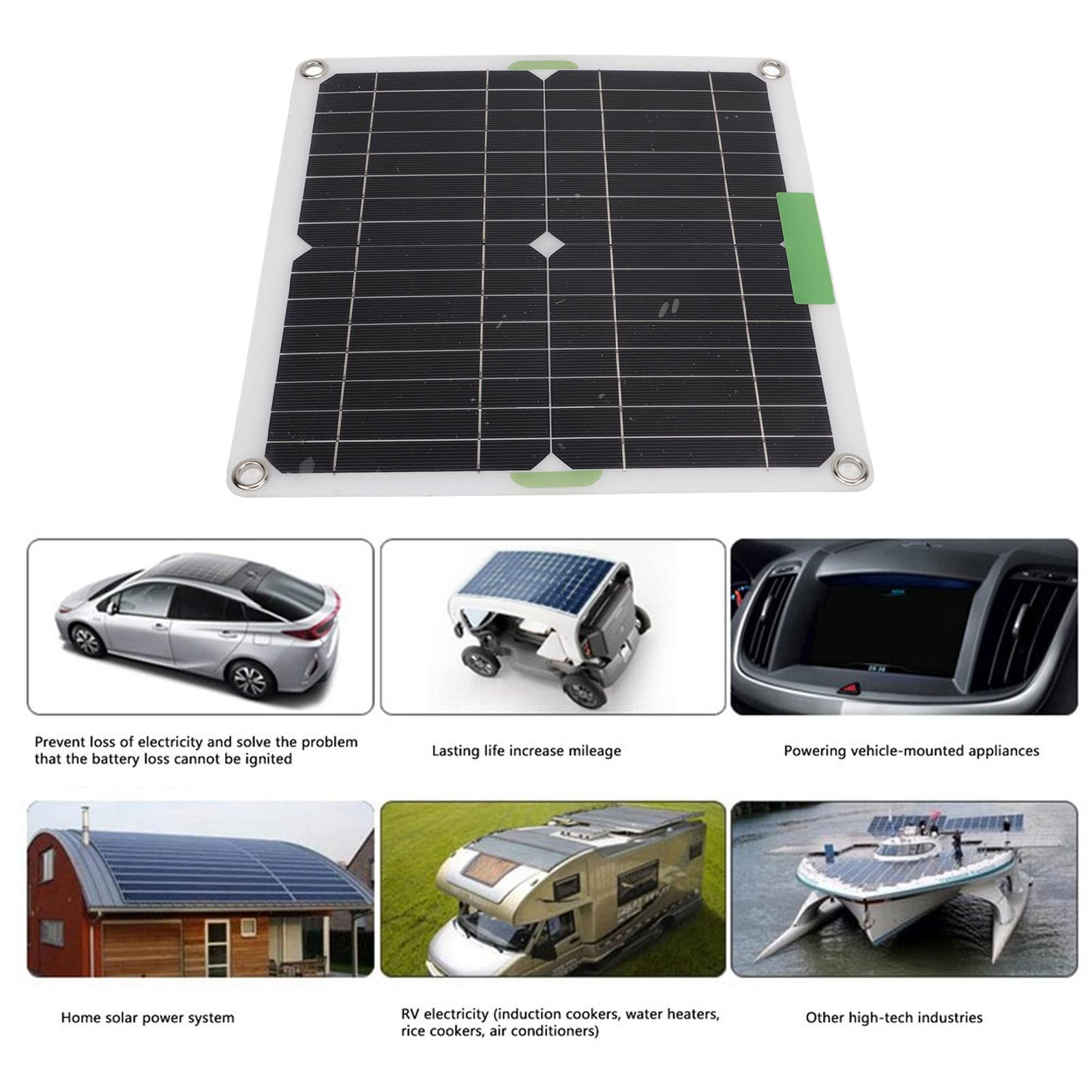 Keenso Pannello Solare, Pannello Solare Portatile 200W 12V Kit Pieghevole Monocristallino Alto Tasso di Conversione con Cavo USB da 1 a 10 per Campeggio in Barca