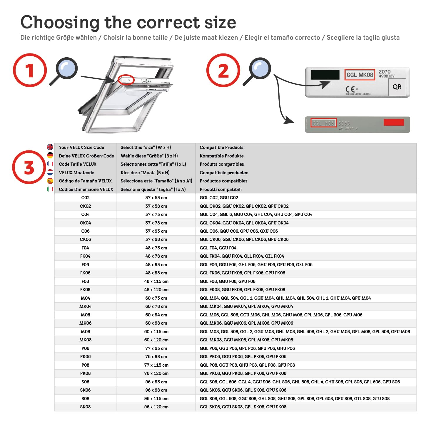 Tenda oscurante senza fori compatibile con VELUX PK06, Grigio | Installazione senza fori, posizioni aperte/chiuse