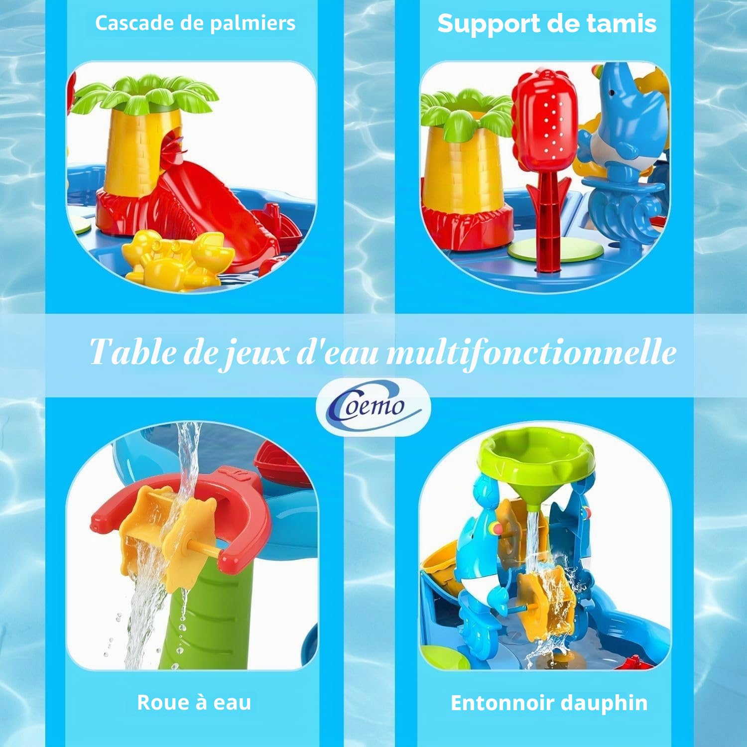 Table de Jeu Narus XL à Sable et Eau - 3 Bacs Séparés, Tabouret, pour Enfants, Extérieur, Balcon et Jardin - Bac à Sable avec Jouets et Table de Plantation