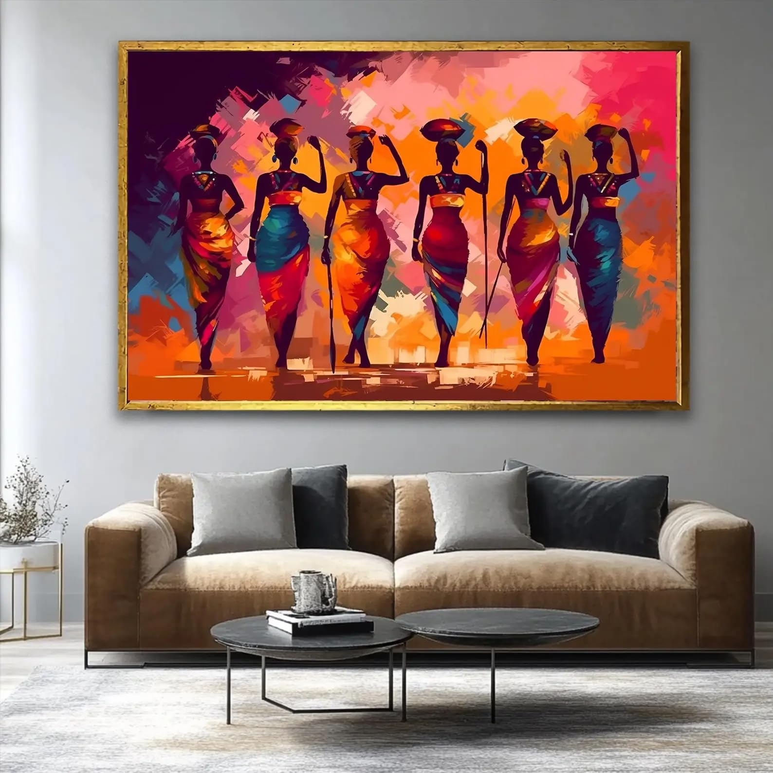 Dittelle Modern African Culture Canvas Wall Art Posters Abstract Local Women Canvas Prints for Living Room Decor(60x80cm/Frameless)