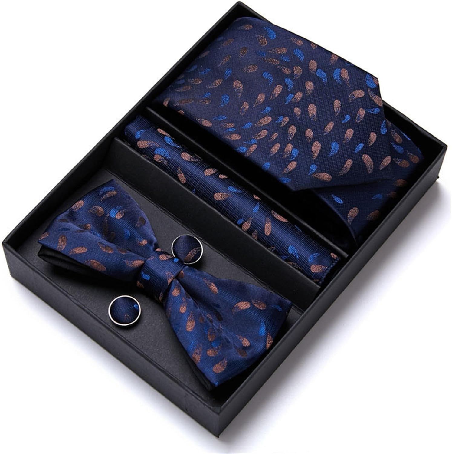 Men Ties Men's Tie Bow Tie Handkerchief Cufflinks Formal Business Wedding Tie Bow Tie Set Neckties(C)