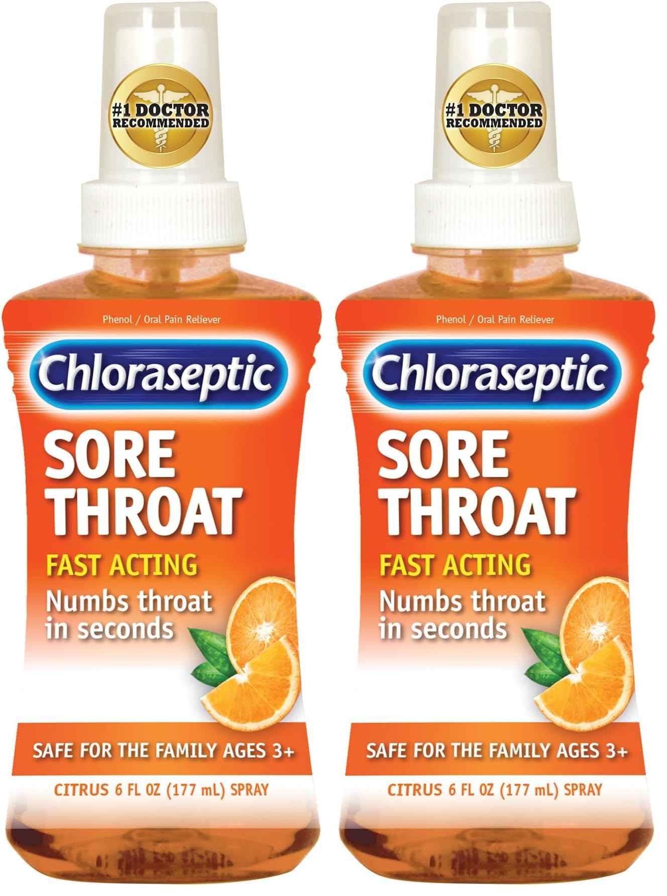 Chloraseptic Sore Throat Spray, Citrus, 6 fl oz, 1 Bottle (Pack of 2)