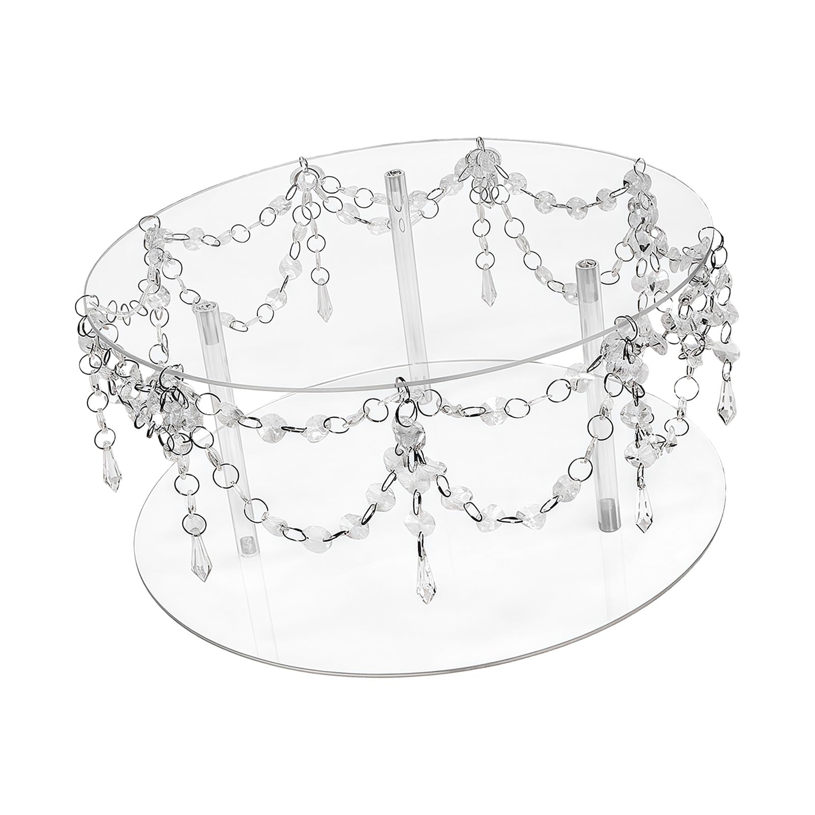 LUCKGONI Shatter Resistant Clear Acrylic Cake Stand with Crystal Beads for Displaying Dessert at Parties Event and Celebration