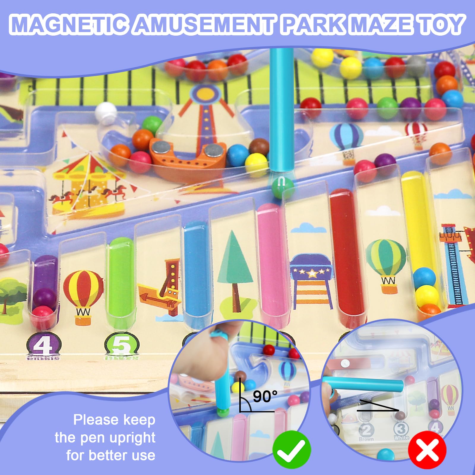 Laberinto Magnético De Madera Para Niños 3-6 Años - Juguete Montessori Colores Y Números