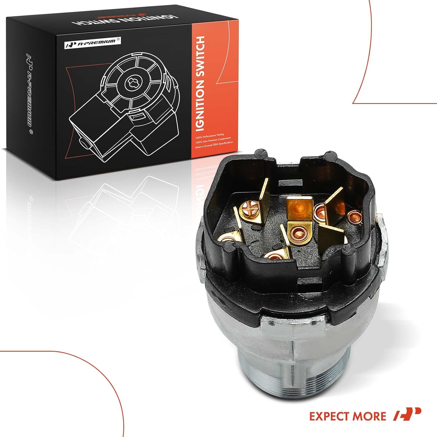 A-Premium Ignition Starter Switch Compatible with Ford Vehicles - F-100, F-150, F-250, F-350, E-100 E-150 E-250 Econoline Club Wagon, E-300 E-350 Econoline, C600, C700, C800, Country Sedan - 6 Blades
