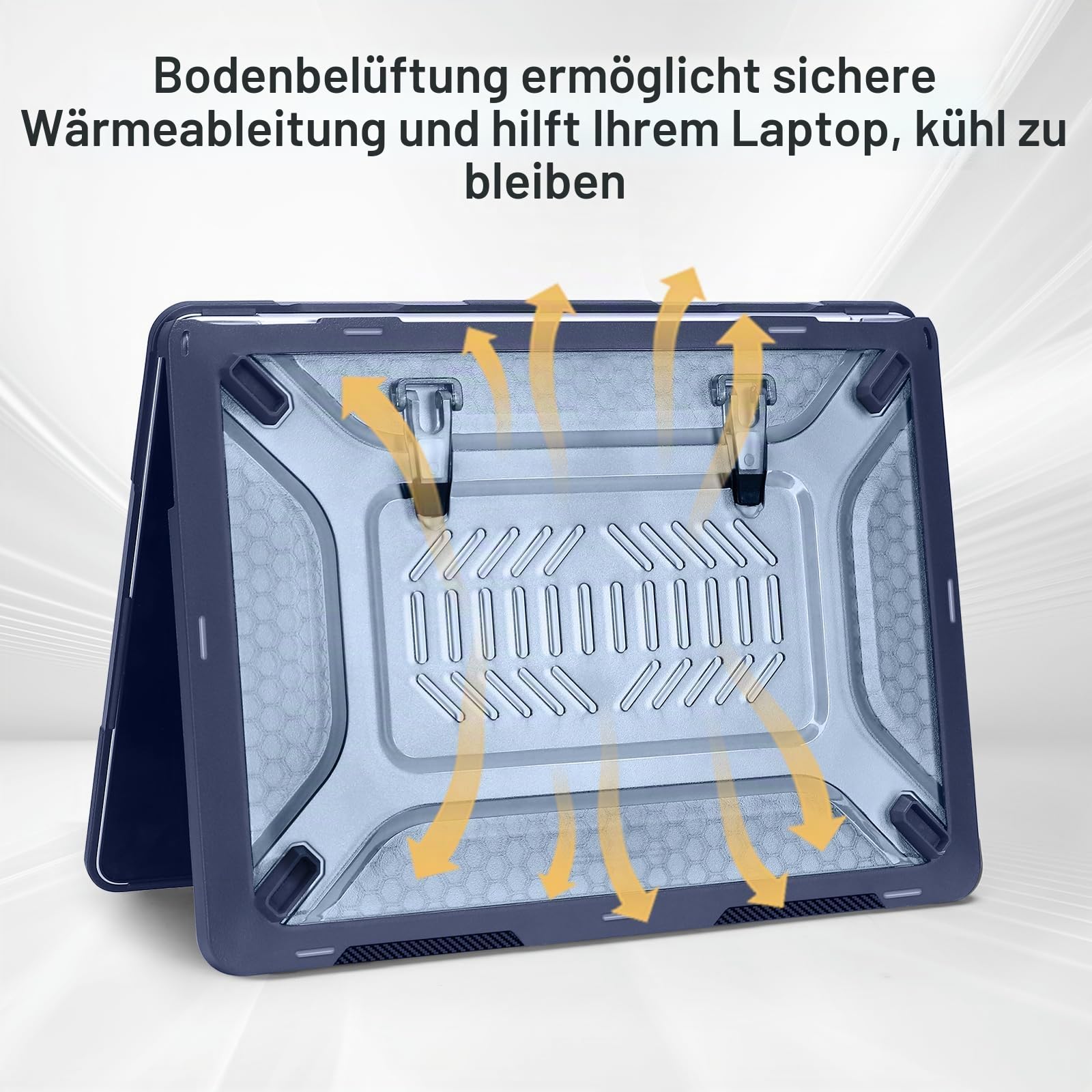 MOSISO Kompatibel mit MacBook Air 13 Zoll Hülle M5 M4 M3 M2 2026 2025-2022, Honigwabe TPU Bumper Hartschale Klappständer&Tastaturschutz für MacBook Air 13,6 Zoll A3449 A3240 A3113 A2681, Marineblau