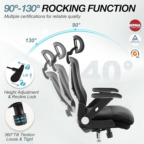 Miniatura 6 de Silla de oficina ergonómica de 750 libras, sillas de oficina grandes y altas mejoradas para personas pesadas, silla de escritorio de malla con