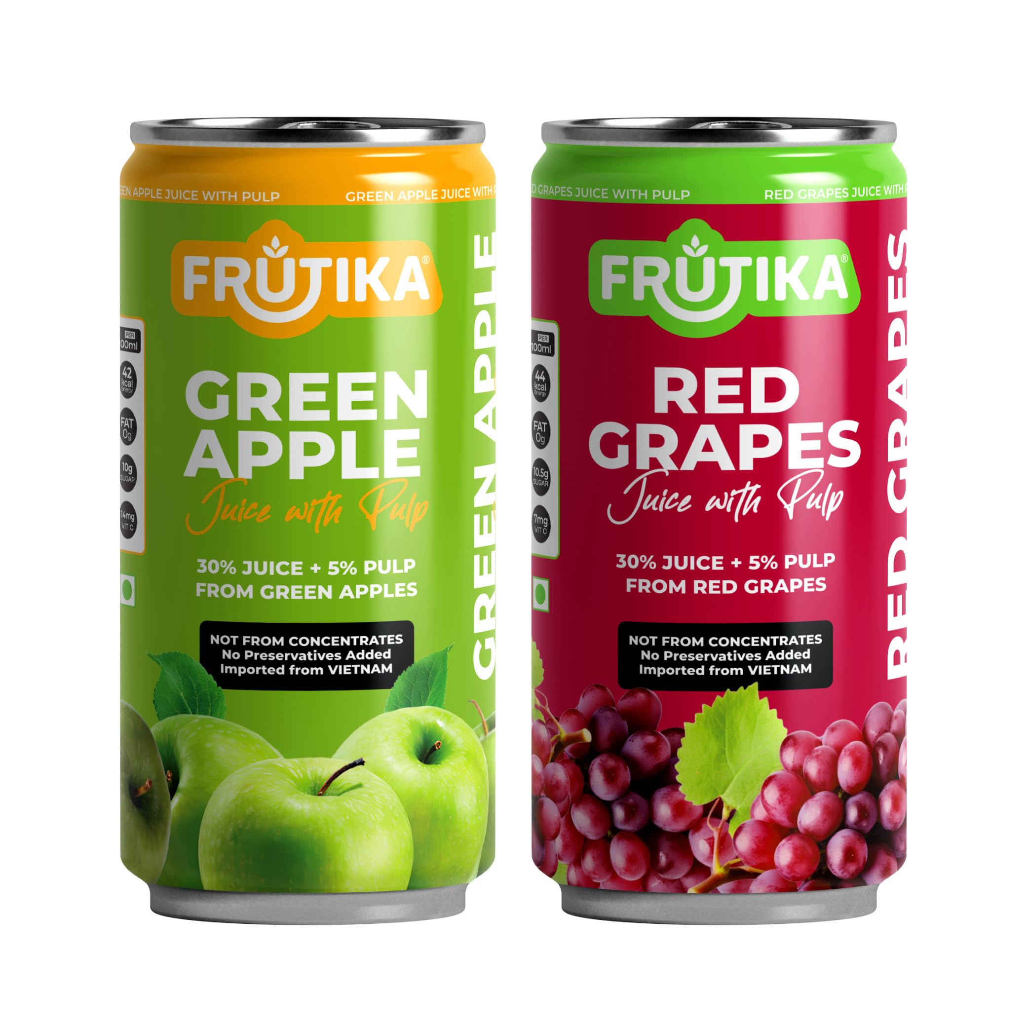 Frutika Imported Green Apple and Red Grapes Juice With Pulp | 12 x Green Apple and 12 x Red Grapes | Pack of 24 Cans | Imported from Vietnam (B0D2LG8WJJ) Amazon Price History, Amazon Price Tracker