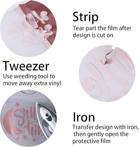 Miniatura 4 de Rollo de vinilo EYGOO de transferencia de calor HTV de 30cm x 4 metros, vinilo para Cricut y otros cortadores, rollo de vinilo Htv fácil de cortar y