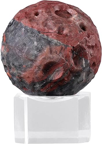 Samtree África - Esfera de cristal de piedra de sangre con soporte acrílico escultura de escultura de bola de planeta para decoración del hogar