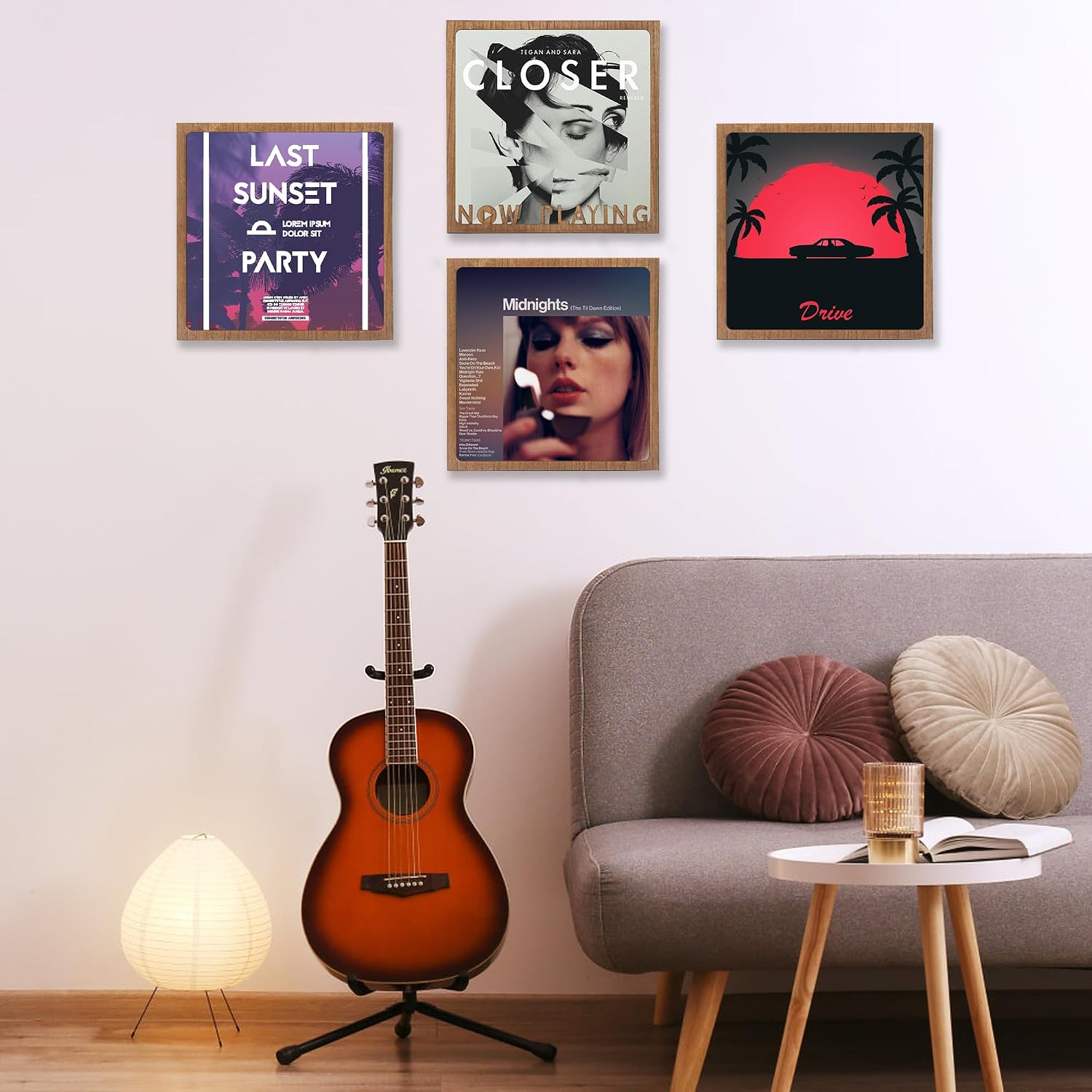 FramePro Vinyl Record Frame Now Playing Case Holder, Display 12.5x12.5 Album Cover Brown Pack of 3