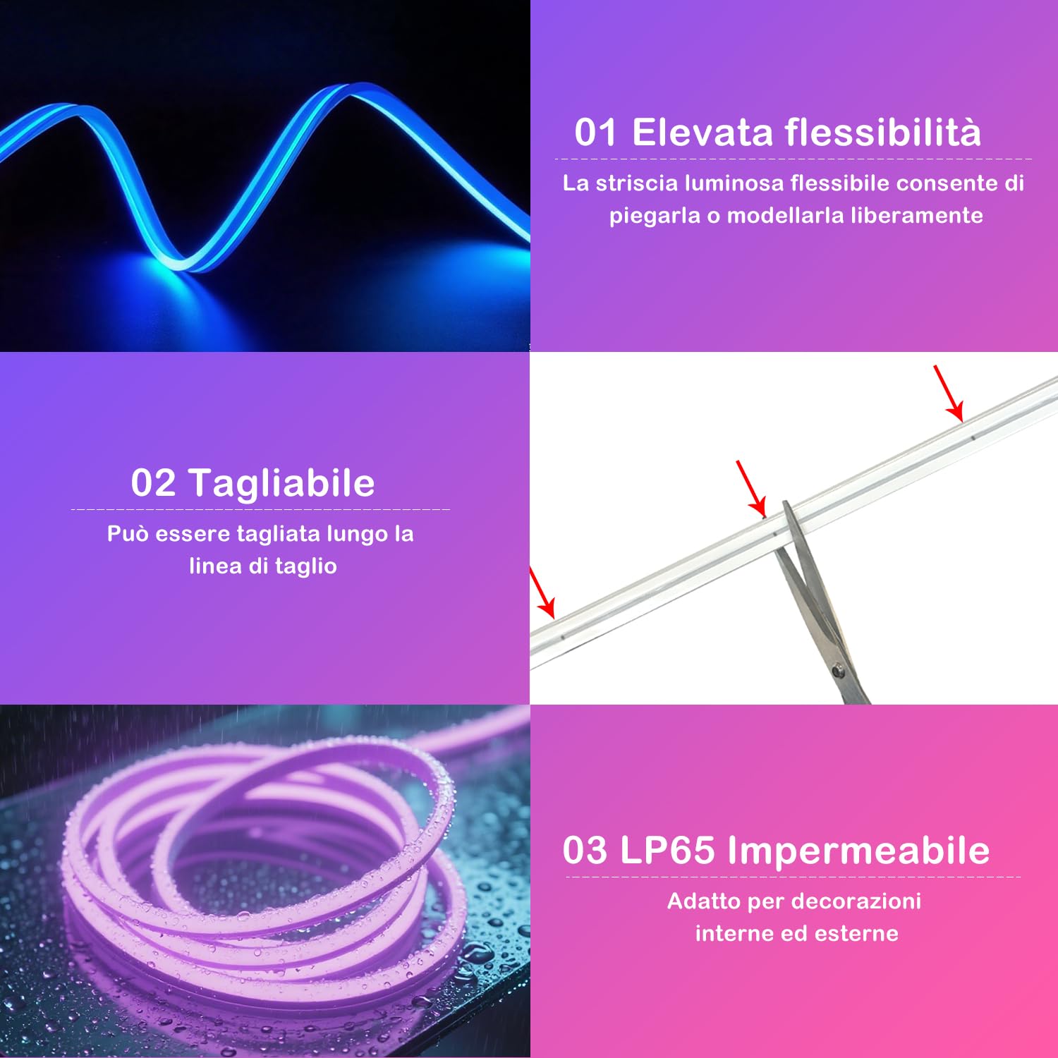 Striscia LED al Neon da 10 m, Striscia Luminosa con Telecomando e Controllo Tramite app, Lampada a Corda al Neon con Sincronizzazione Musicale RGB LED per Camera da Letto, Soggiorno