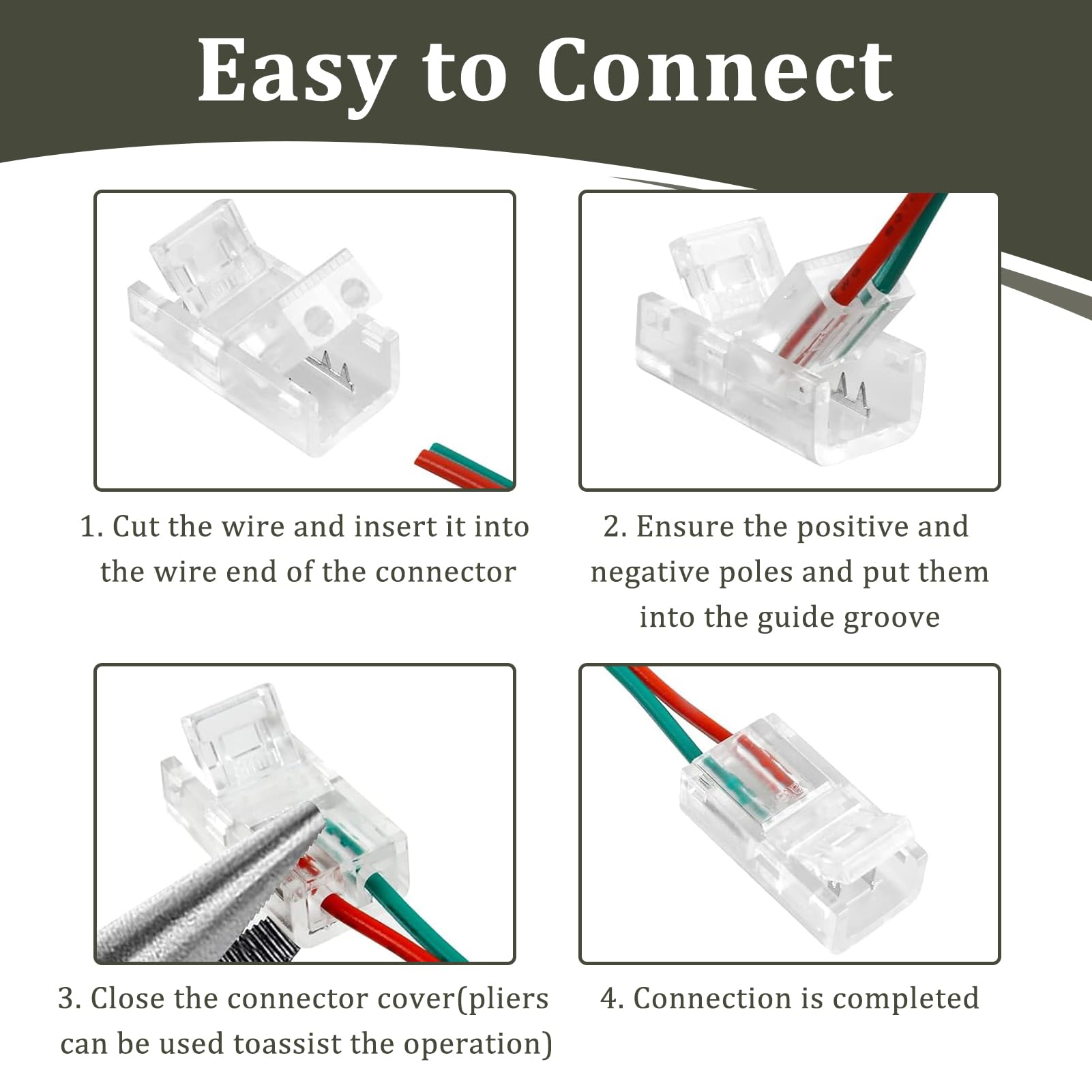 10 Pcs 2 Pin 8mm COB LED Strip Light Connectors, Gapless Solderless Connectors, Unwired Solderless Connectors - Image 4