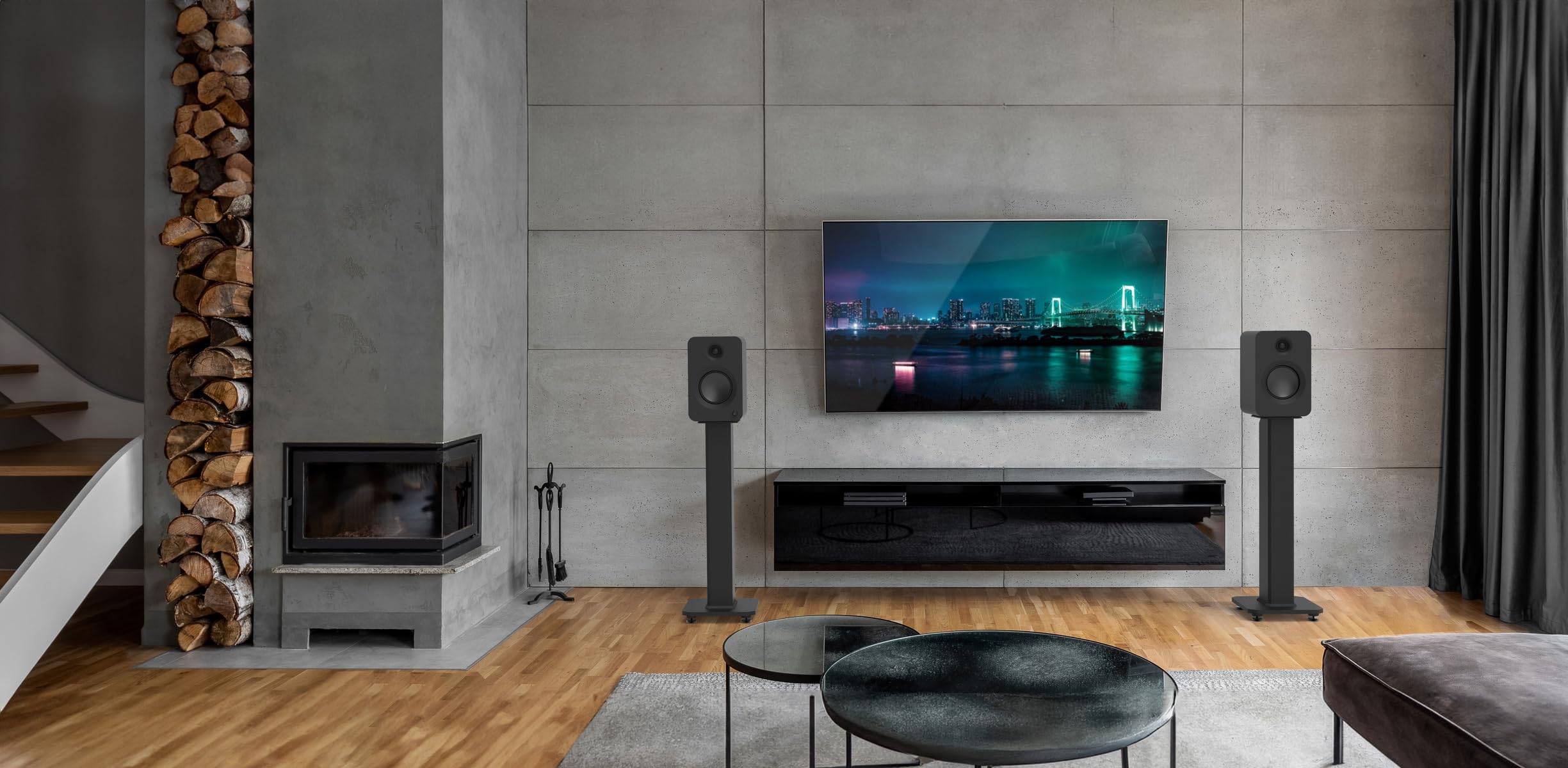 Kanto REN 200W Powered Speaker System with HDMI ARC Input for TV & Home Theater | USB-C and Bluetooth 5.3 | High/Low Pass Filter | Pair | Matte Black