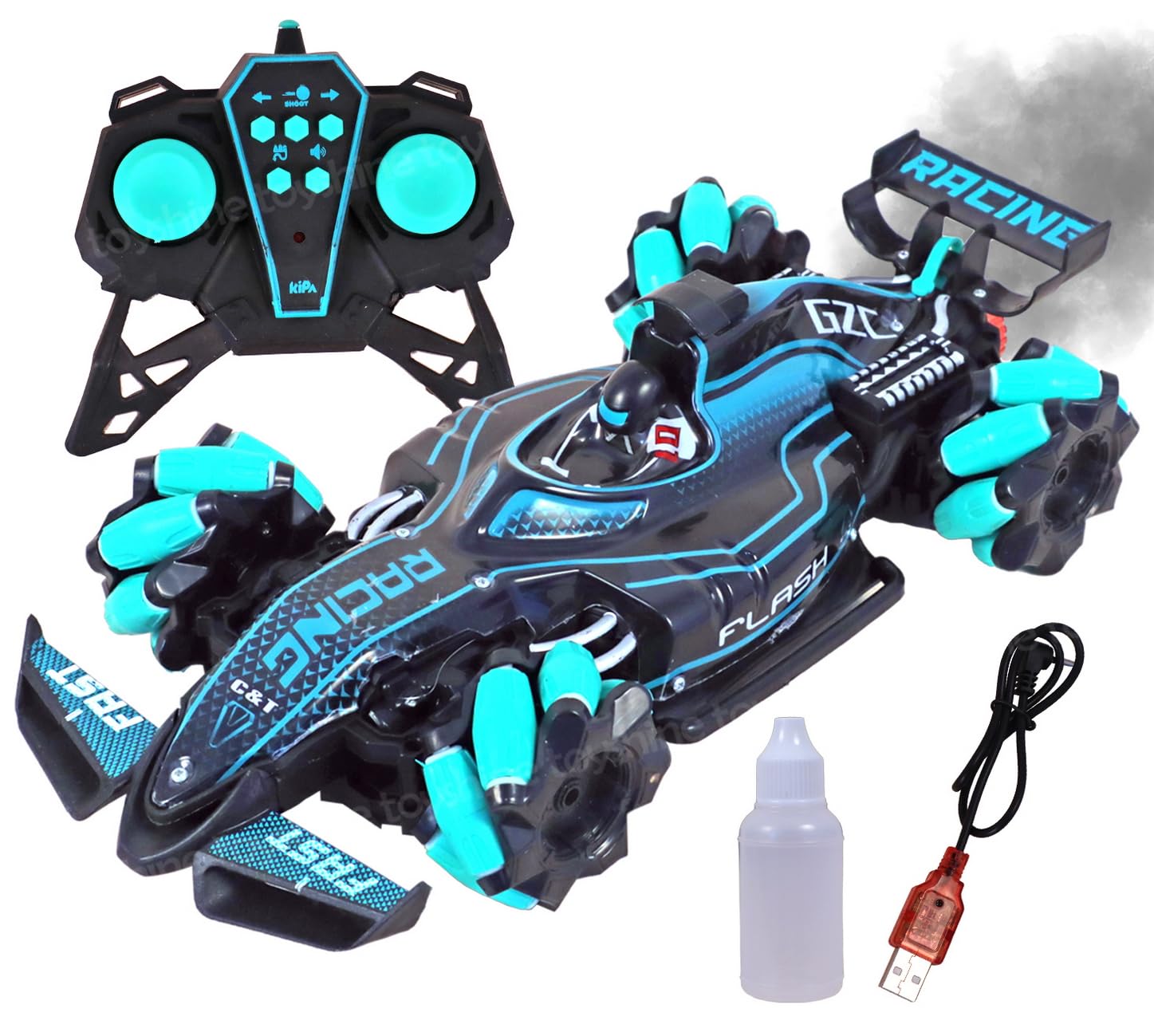 Toyshine F1 Fast RC Drift Car, Remote Control Car LED Lights 4WD 2.4GHz 360°Rotating RC Race Sport Stunt Car, High Speed Formula 1 Model Vehicle Toys Birthday Gifts for Kids Boys Age of 6-12 -Green