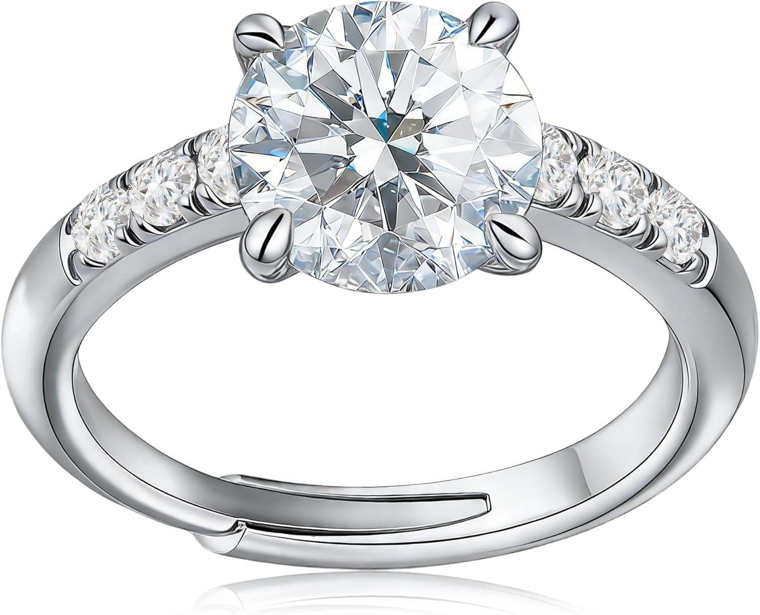 Engagement Ring For Women, 14k Gold Vermeil, D Color Vvs1 Cubic Zirconia, Adjustable 4-10 Size, 4&6 Claw Wedding Ring With Jewelry Box