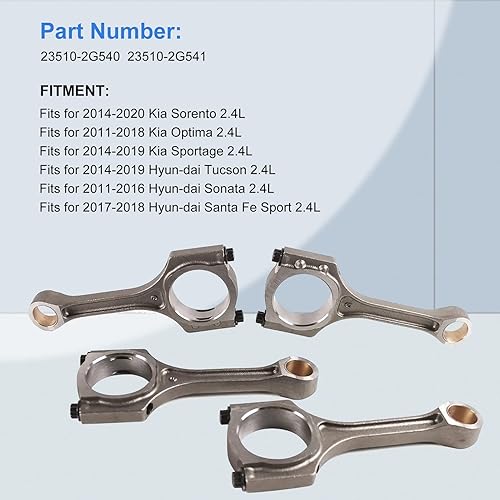 Miniatura 2 de 4 bielas nuevas 23510-2G540 23510-2G541 para Kia 2011-2020 Sorento Sportage 2.4L, para Hyundai 2014-2018 Sonata 2.4L piezas de posventa, con 3 meses