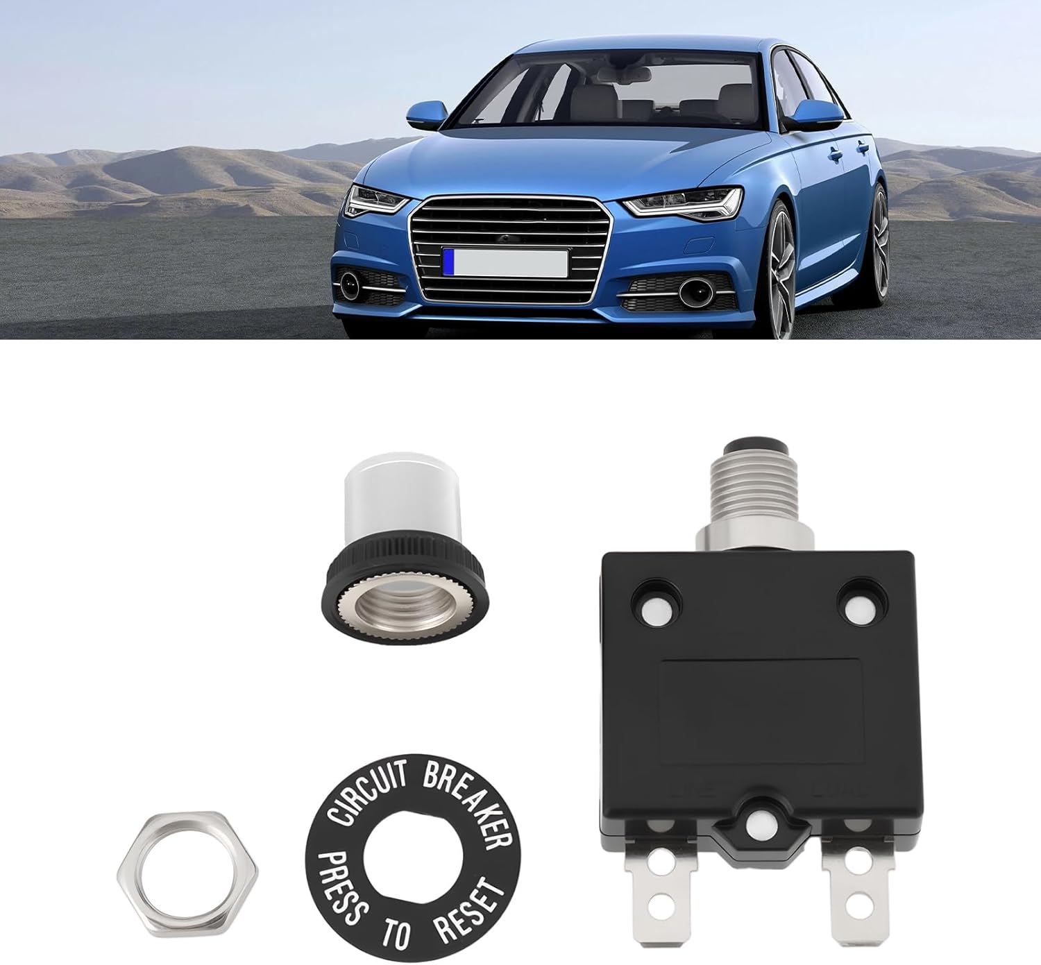 ECSiNG 2X Push Button Circuit Breaker with Button Caps Manual Reset Switch, 125-250V AC / 50V DC Overload Protector, 15A