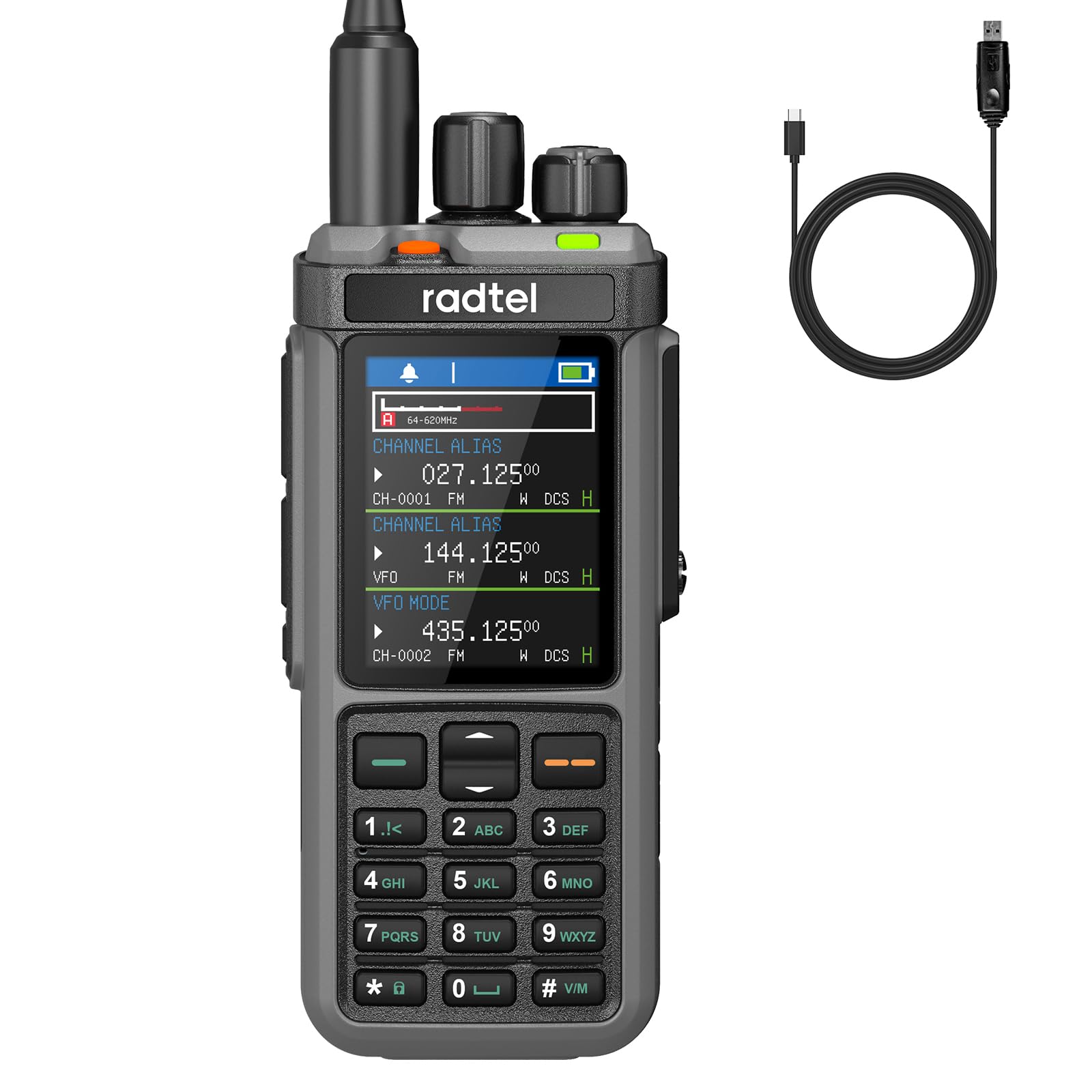 Radtel RT-880 Walkie Talkie 10W Radio Ham portatile con 1024 canali, ricezione HF CB SSB, ripetitore cross-band, display a colori da 2,4", batteria ricaricabile da 2400mAh