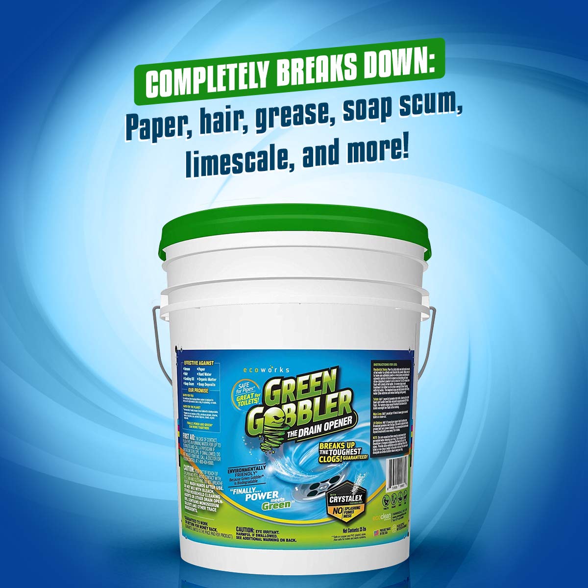 Green Gobbler DRAIN OPENER PACS Hair Clog Remover Toilet Clog