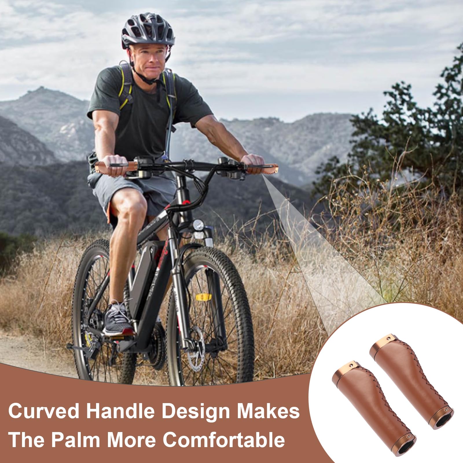 Poignée Ergonomique Vélo 1 Paire Poignées De Guidon Vélo Cuir Synthétique Marron - Confort Et Style Pour Cyclisme