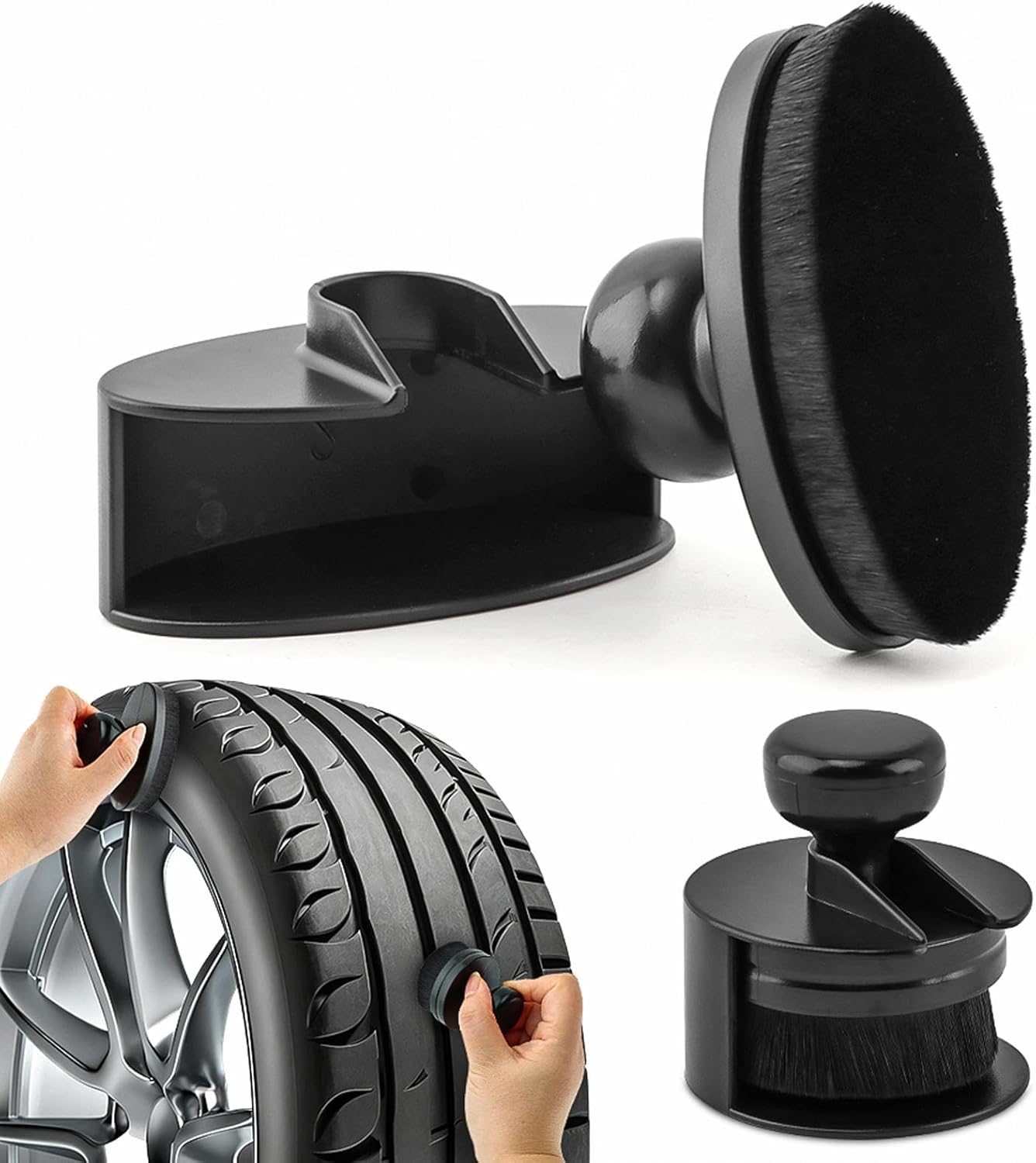 2 Pack Car Tire Shine Applicator, Vegan Tire Shine Applicator with Curved Brush Head Portable Car Tire Brush with Seal Cover Design for Vehicles Tire Shine Polish Wax and Car Wash 2 Pack Car Tire Shine Applicator, Vegan Tire Shine Applicator with Curved Brush Head Portable Car Tire Brush with Seal Cover Design for Vehicles Tire Shine Polish Wax and Car Wash