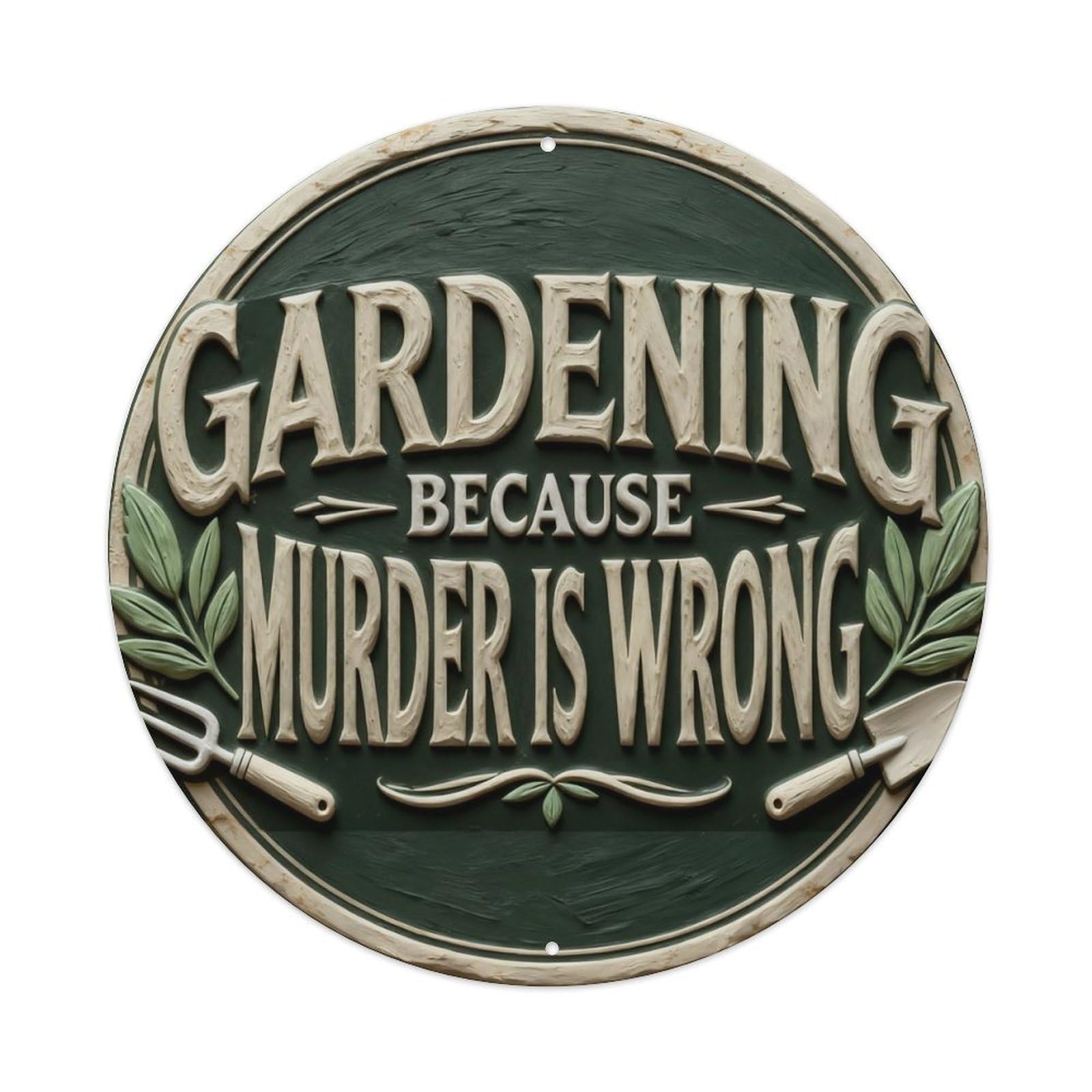 Zlatcbu Vintage Gardening Because Murder Is Wrong Metal Tin Sign Retro Wall Art Poster, Decor For Home Living Room Bar Cafe Garage, 8X8 Inch
