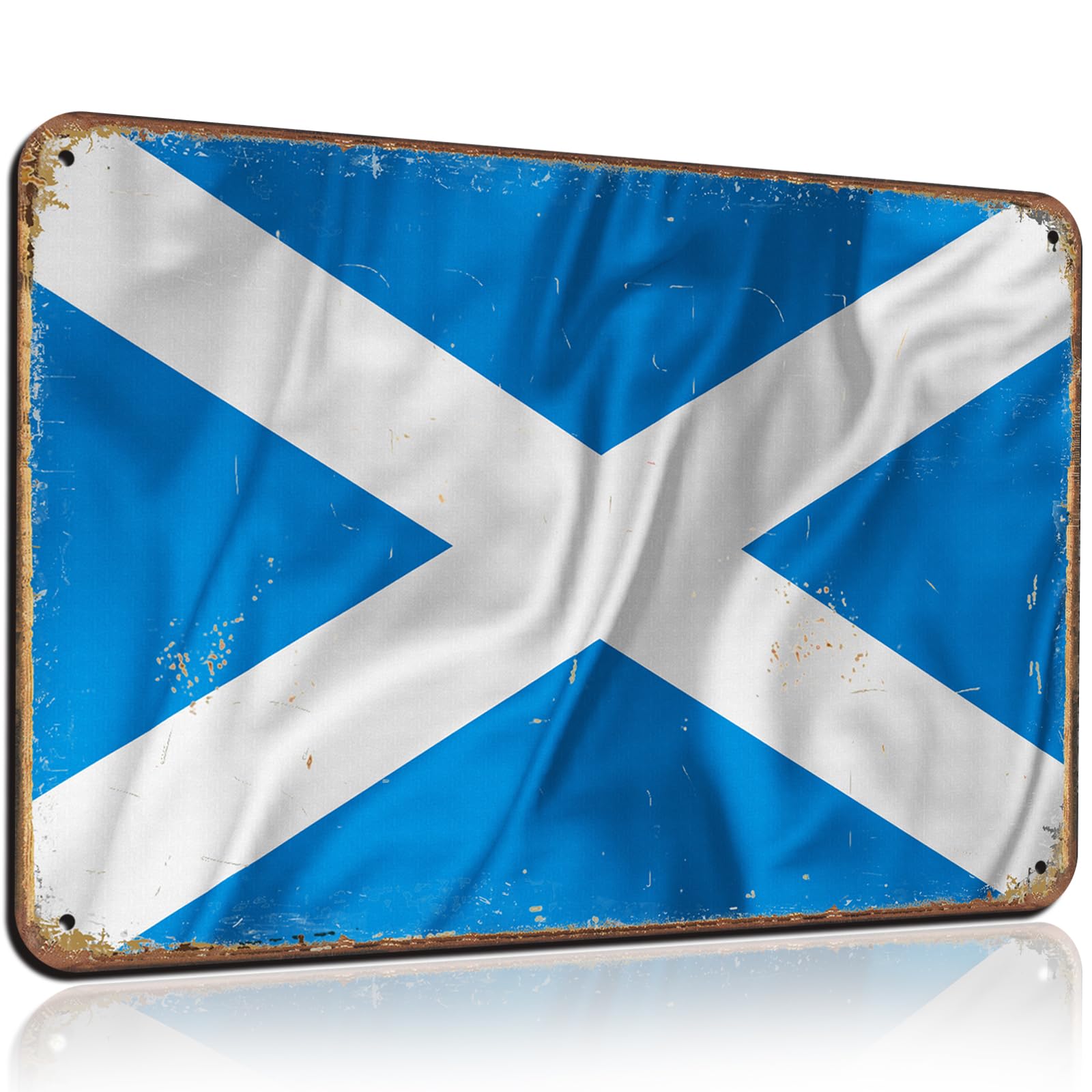 World Cup Football 2026 Scotland Flag Tin Sign Vintage Metal Plaque Scottish Saltire St Andrew’s Cross Wall Decor for Pub Bar Man Cave Garage Iron Art Poster Family Friends Cafe Scots Fans 30x20 cm