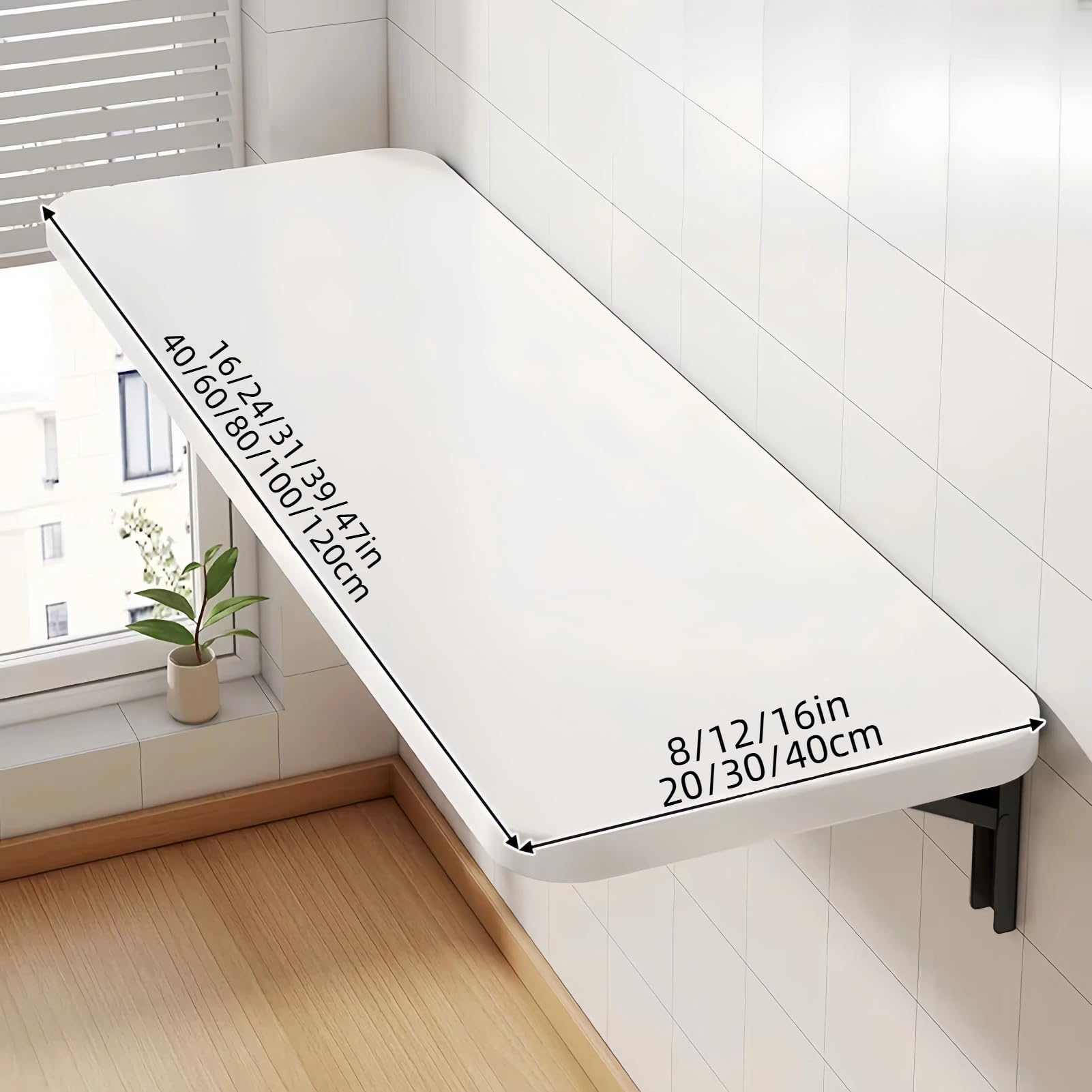 Banco da lavoro pieghevole da parete, salvaspazio, con staffe resistenti, per scrivania piccola, casa e ufficio, 40 x 20 cm, colore: bianco