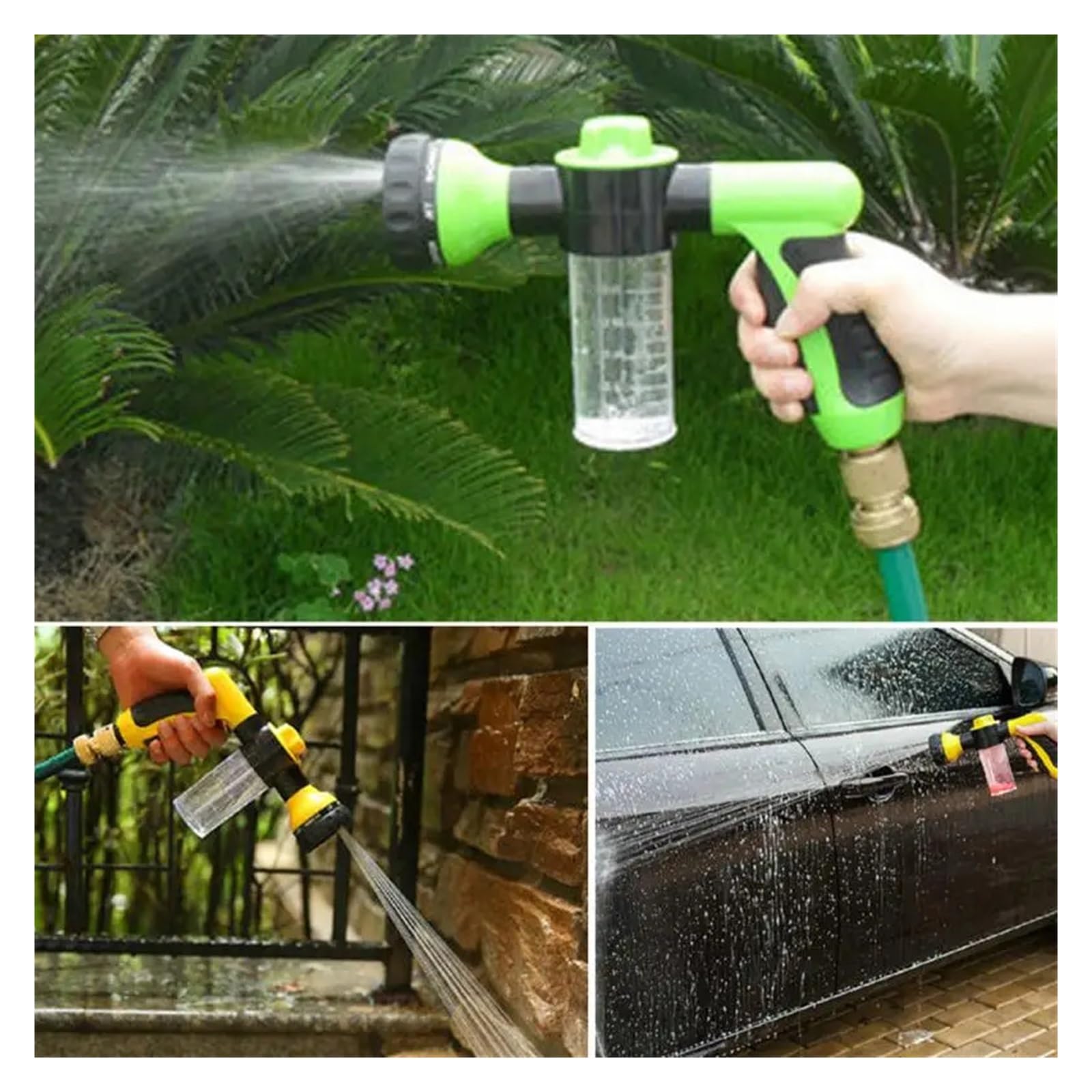Pistolet d'arrosage avec embout multi-jets, Pulvérisateur d'eau à pression multicolore for l'irrigation du jardin et lavage de voiture(Yellow)